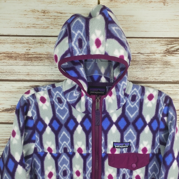 Patagonia Synchilla Womens Small Blue Pine Patch: Lupine Snap-T Hooded Jacket - Picture 2 of 13